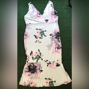 Women's Tube Stretchable Flare Flower Half Open Back with Straps Dress Size XXL